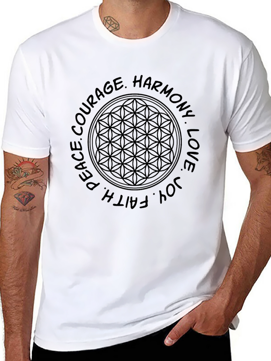 Peace Love Harmony Graphic T-Shirt - Black