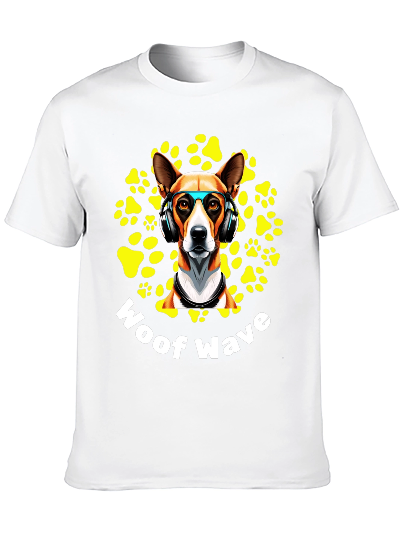 Woof Wave T-Shirt: Dog with Headphones Graphic Tee