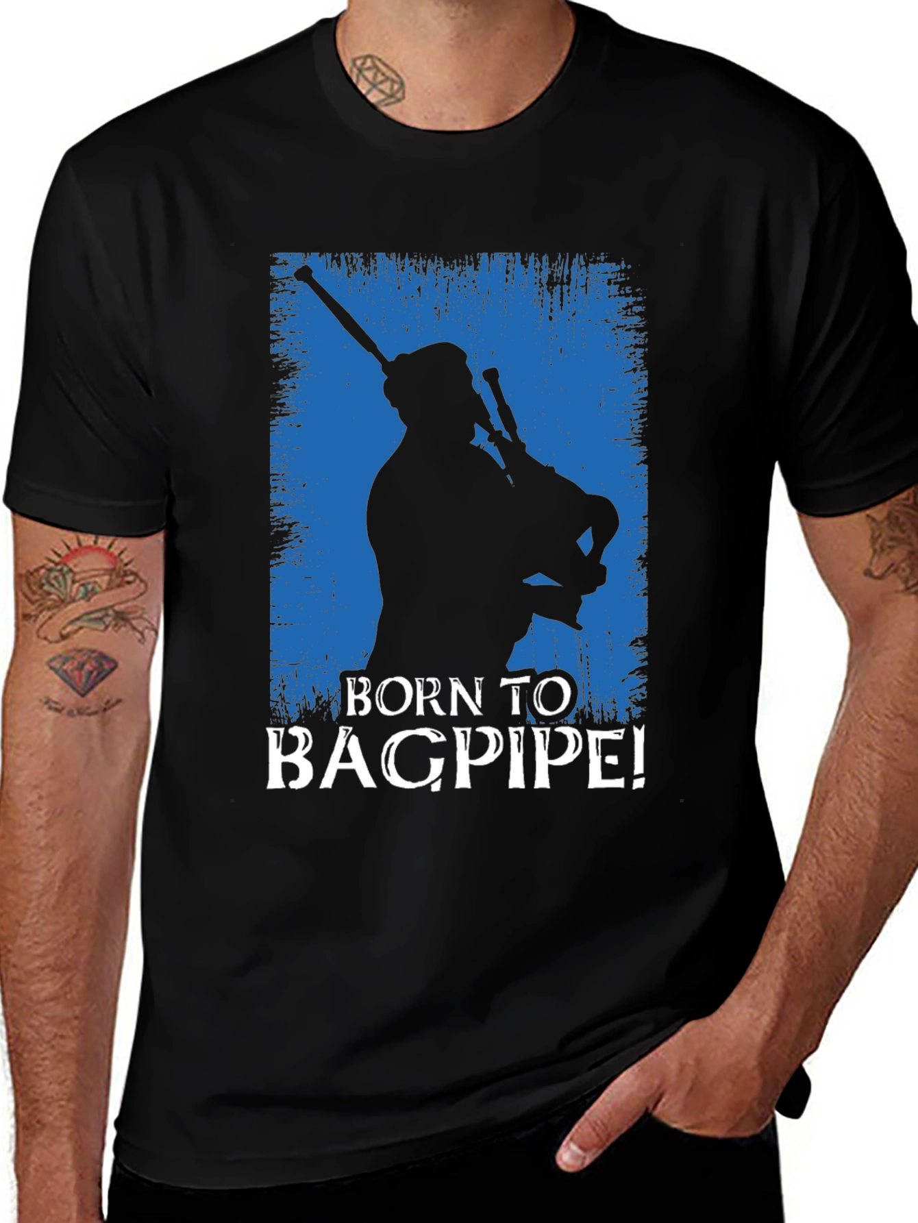 Born to Bagpipe Black T-Shirt