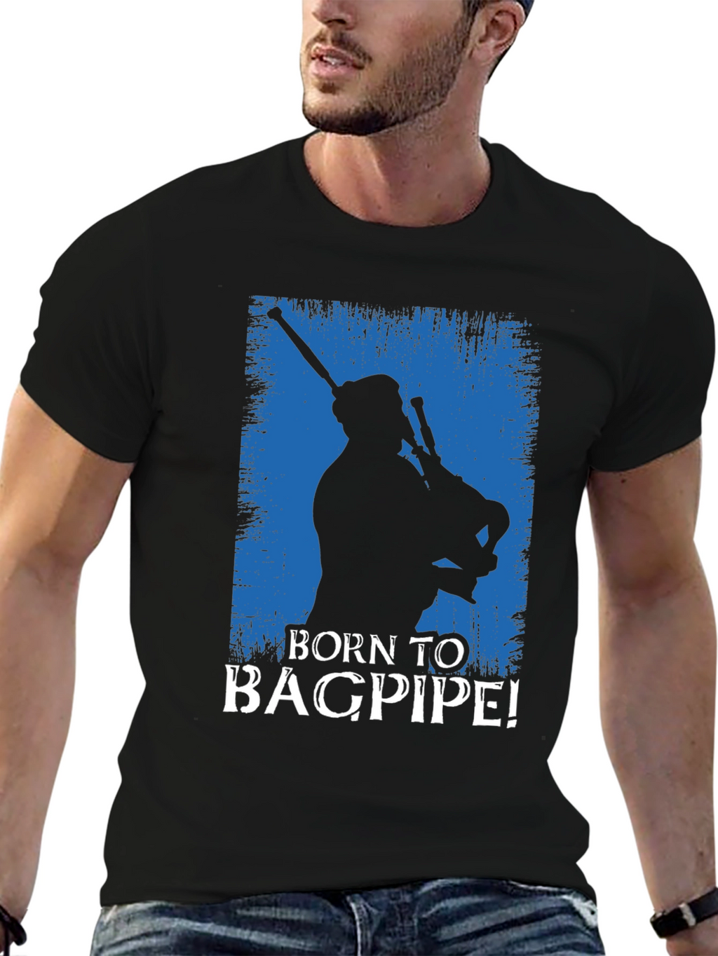 Born to Bagpipe Black T-Shirt