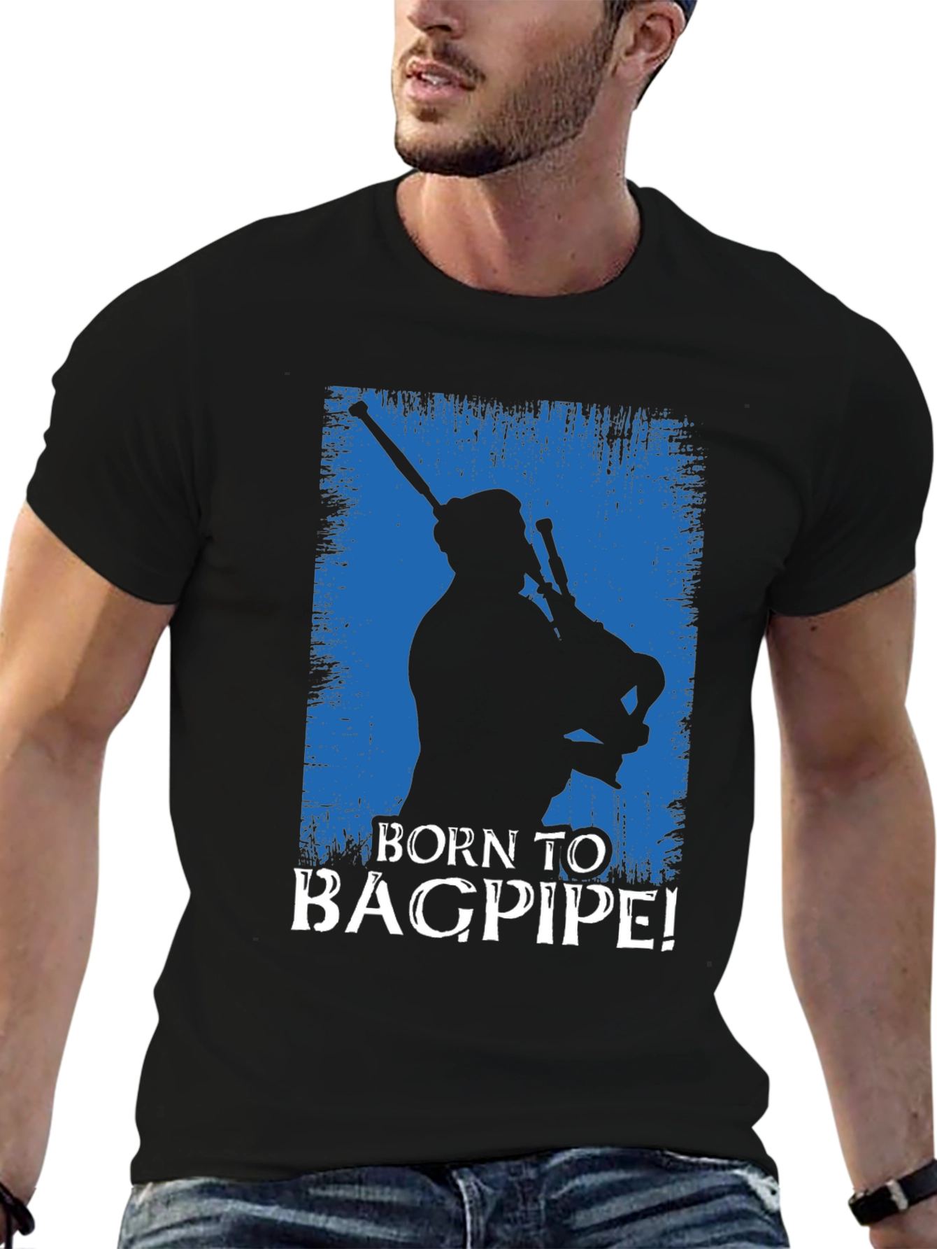 Born to Bagpipe Black T-Shirt