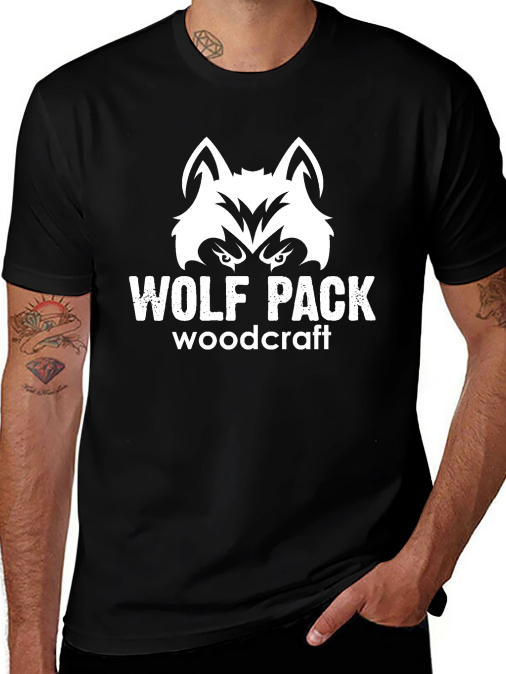 Wolf Pack Woodcraft Black Graphic Tee