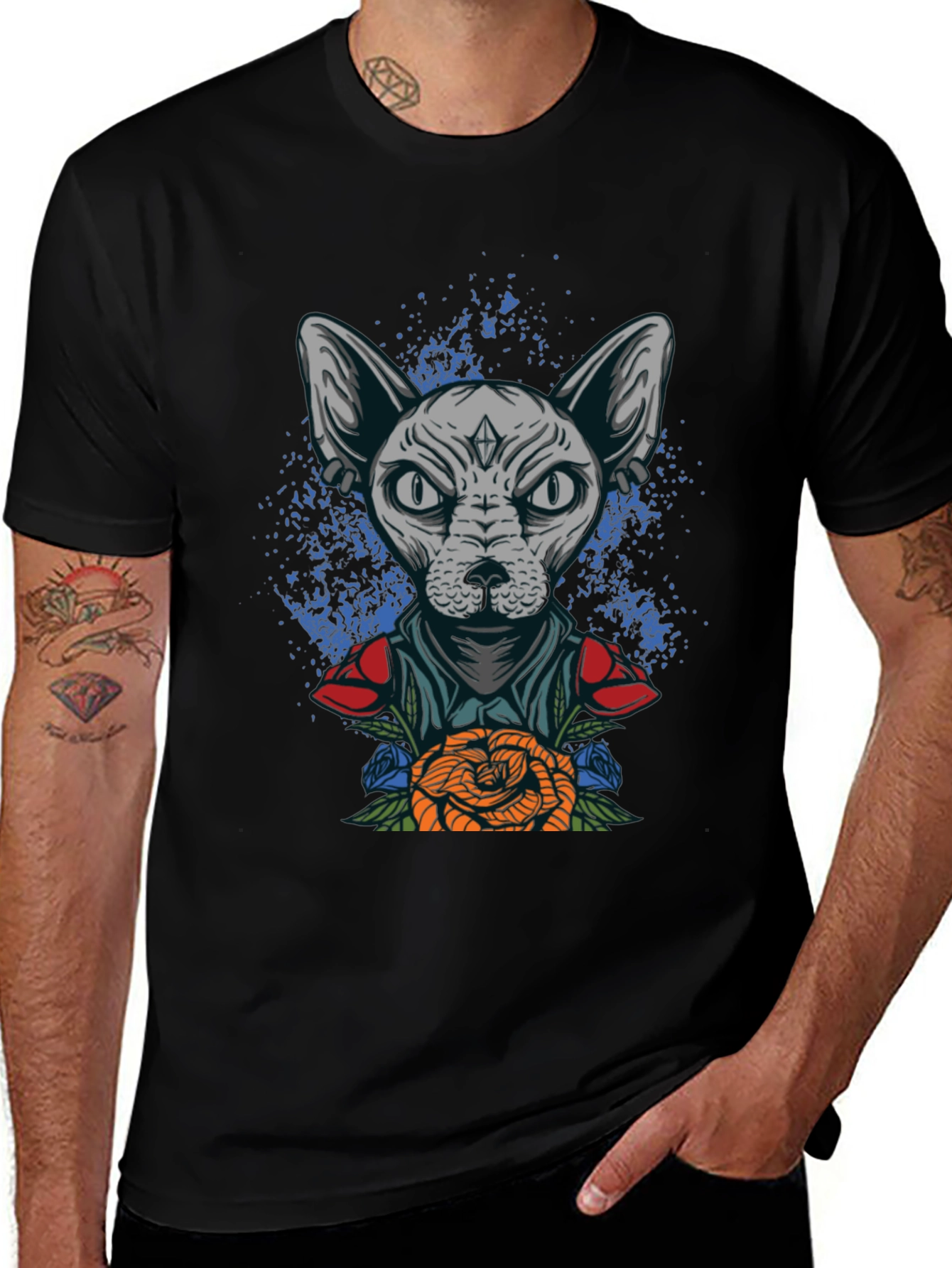 Sphynx Cat Tattoo Art Graphic Tee