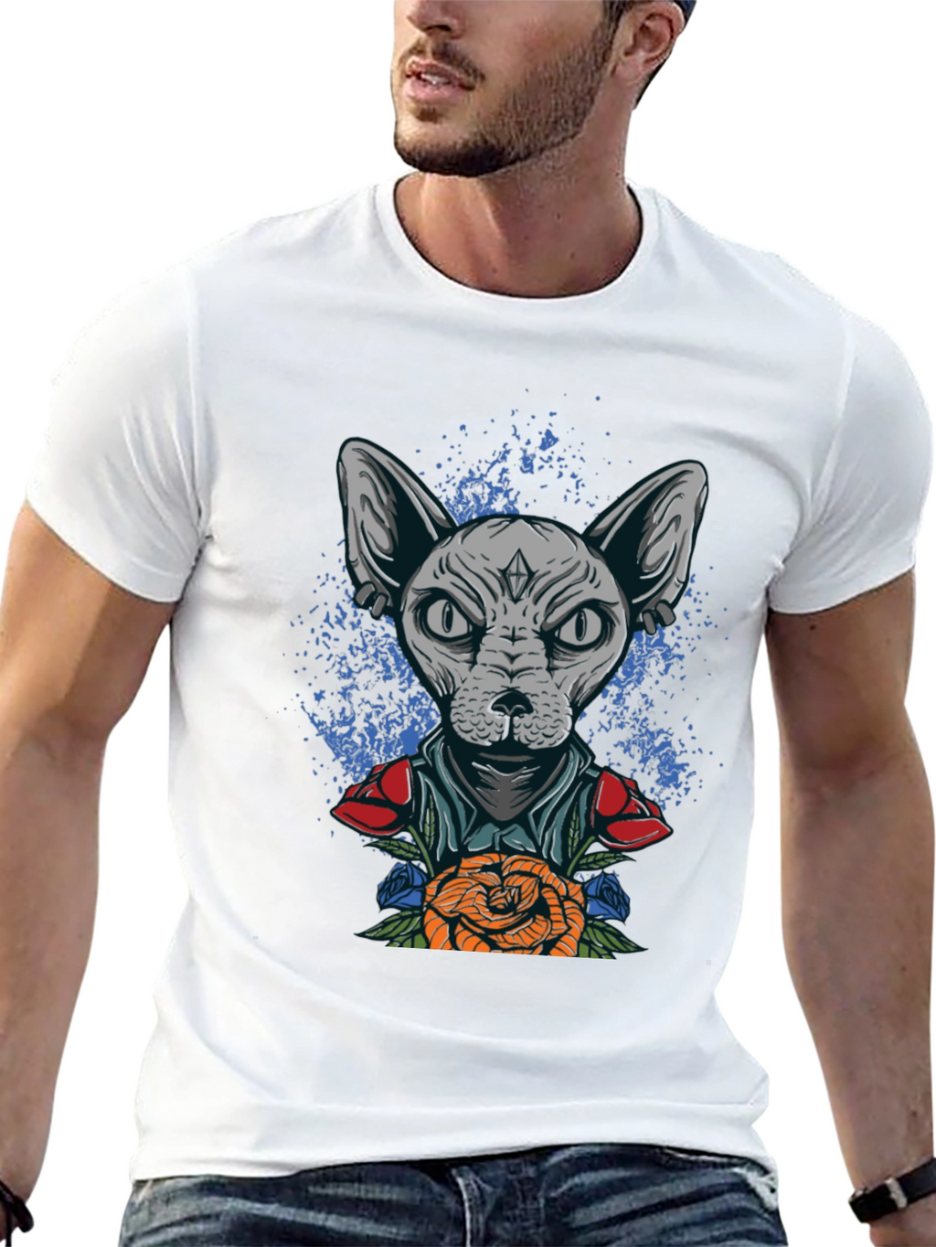 Sphynx Cat Tattoo Art Graphic Tee