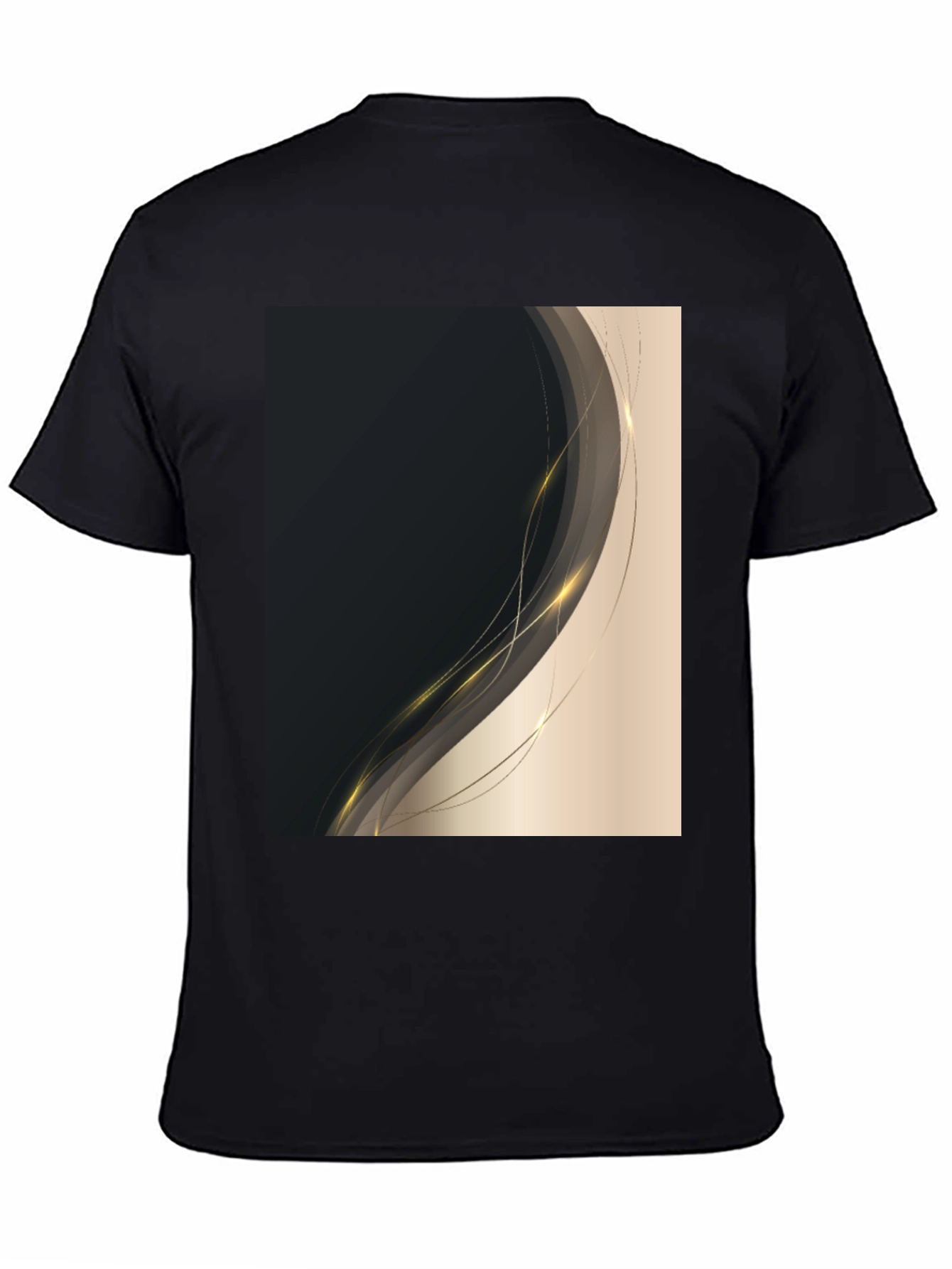 Stylish Black Tee with Abstract Gold Design