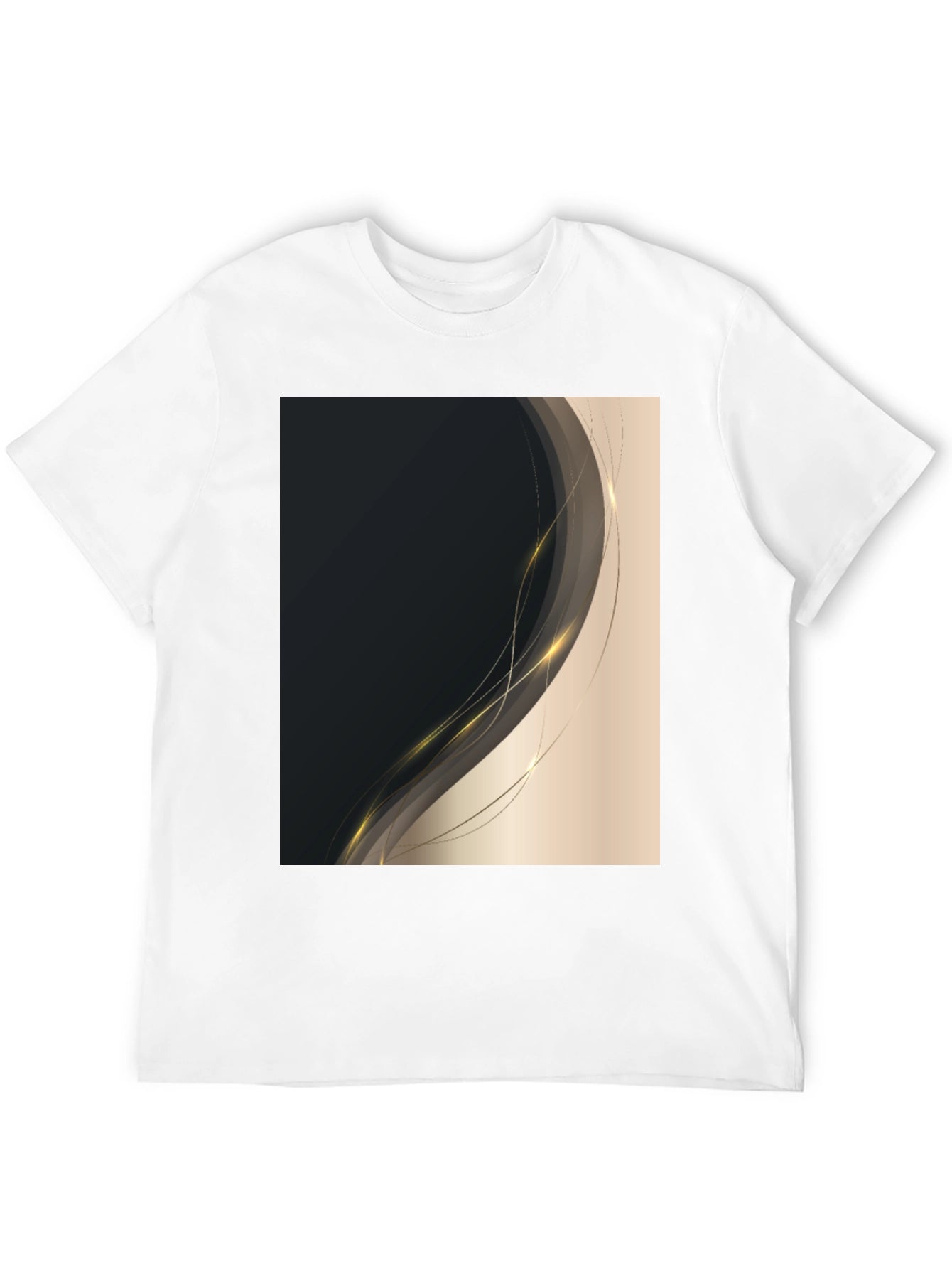 Stylish Black Tee with Abstract Gold Design