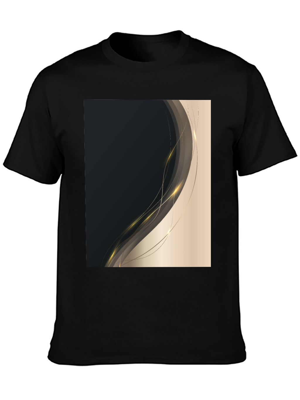 Stylish Black Tee with Abstract Gold Design
