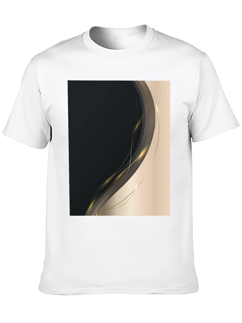 Stylish Black Tee with Abstract Gold Design