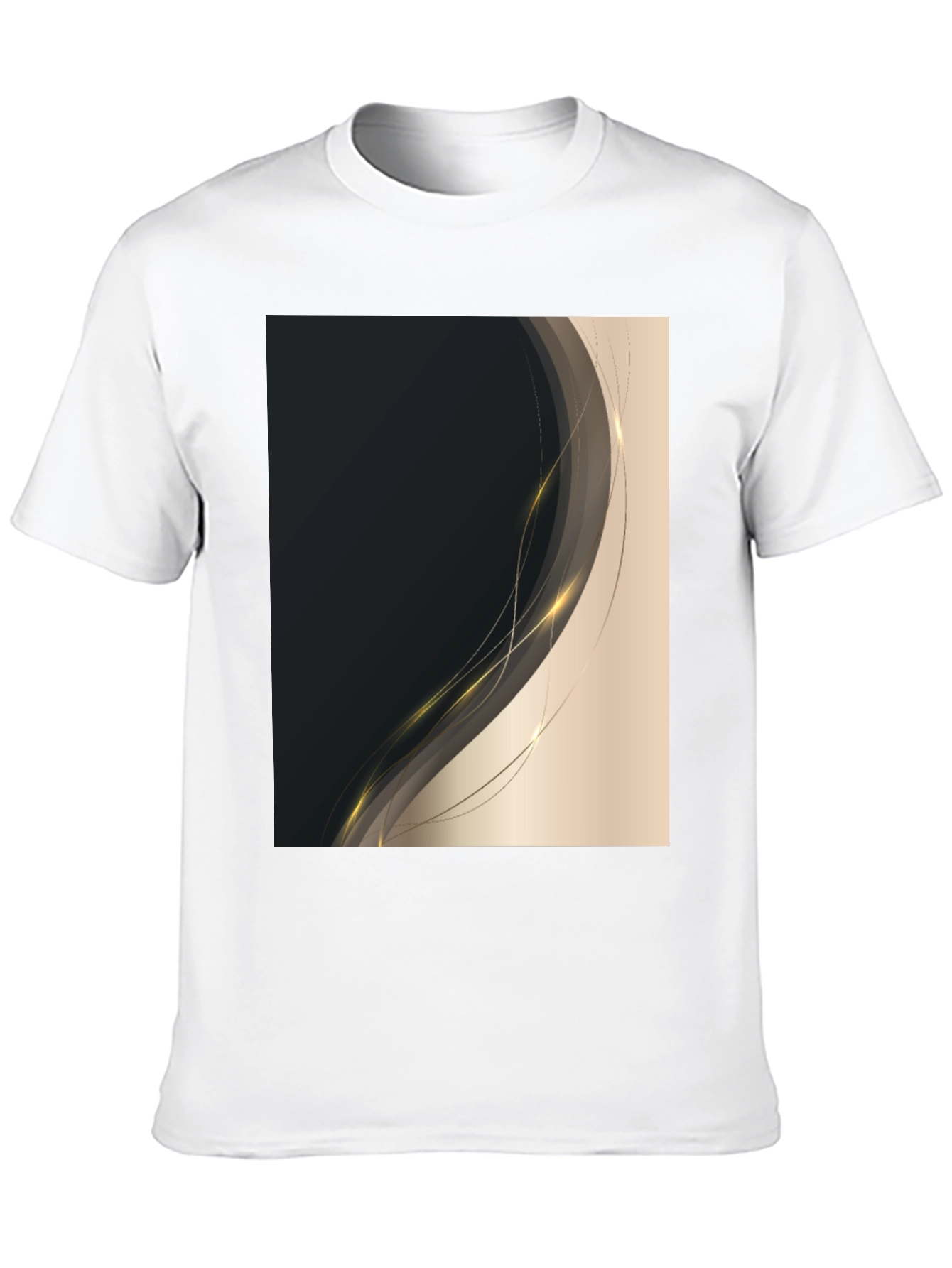 Stylish Black Tee with Abstract Gold Design