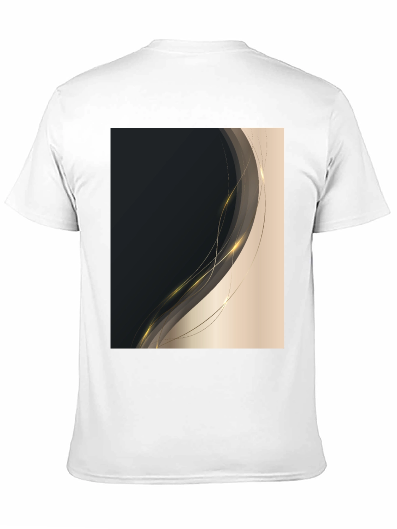 Stylish Black Tee with Abstract Gold Design