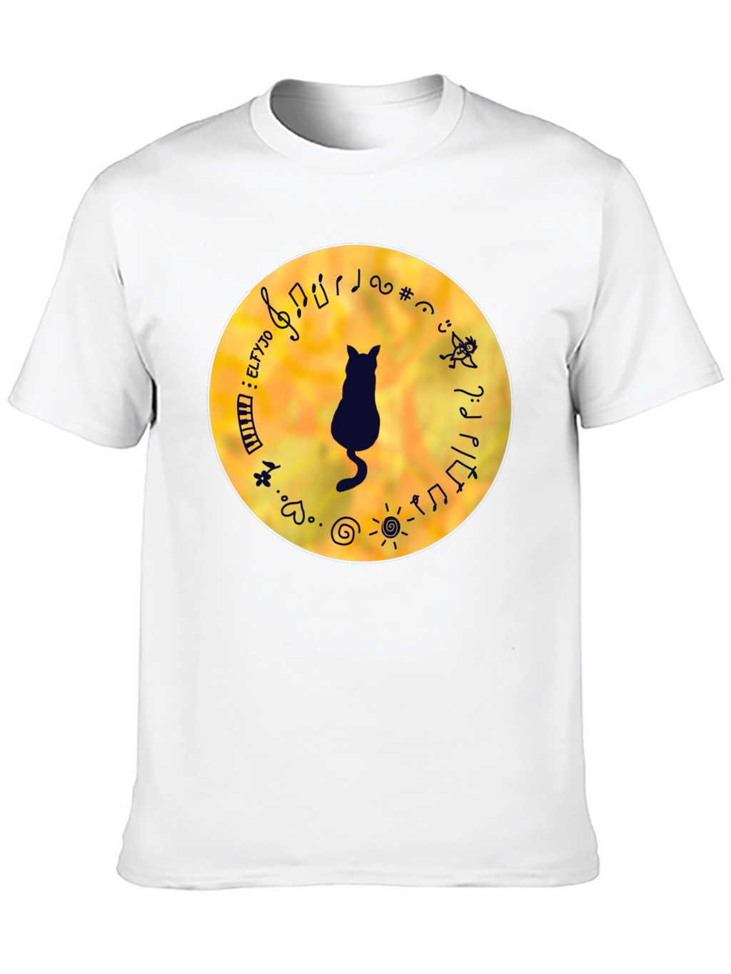 Cat Musician Black T-Shirt
