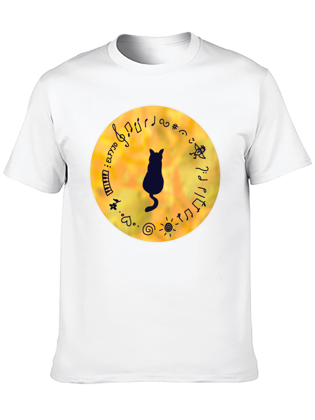 Cat Musician Black T-Shirt