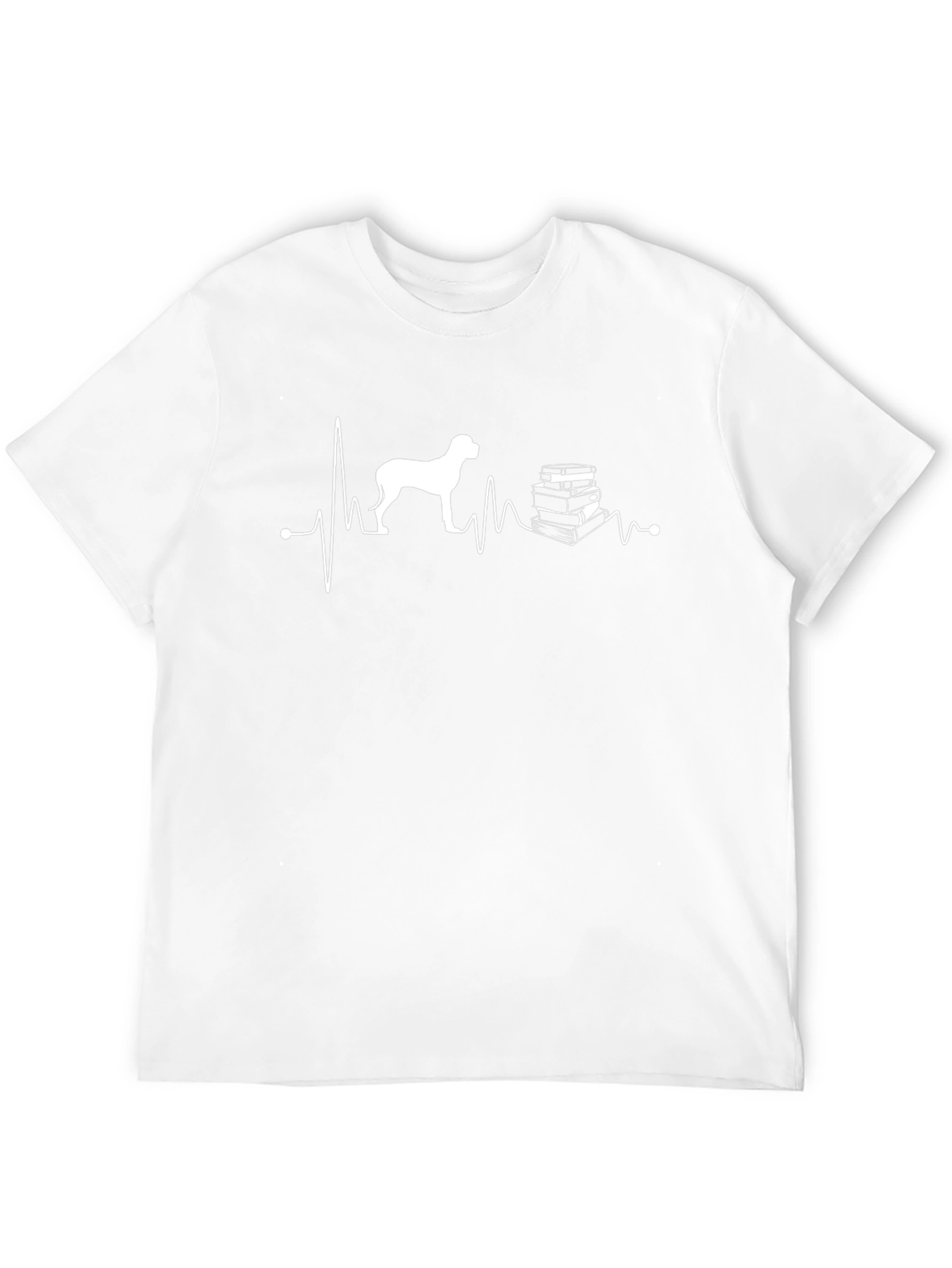 Dog and Books Heartbeat T-Shirt