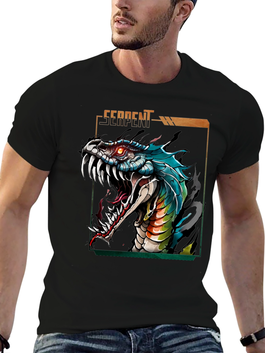 Serpent Graphic T-Shirt - Fierce Snake Design