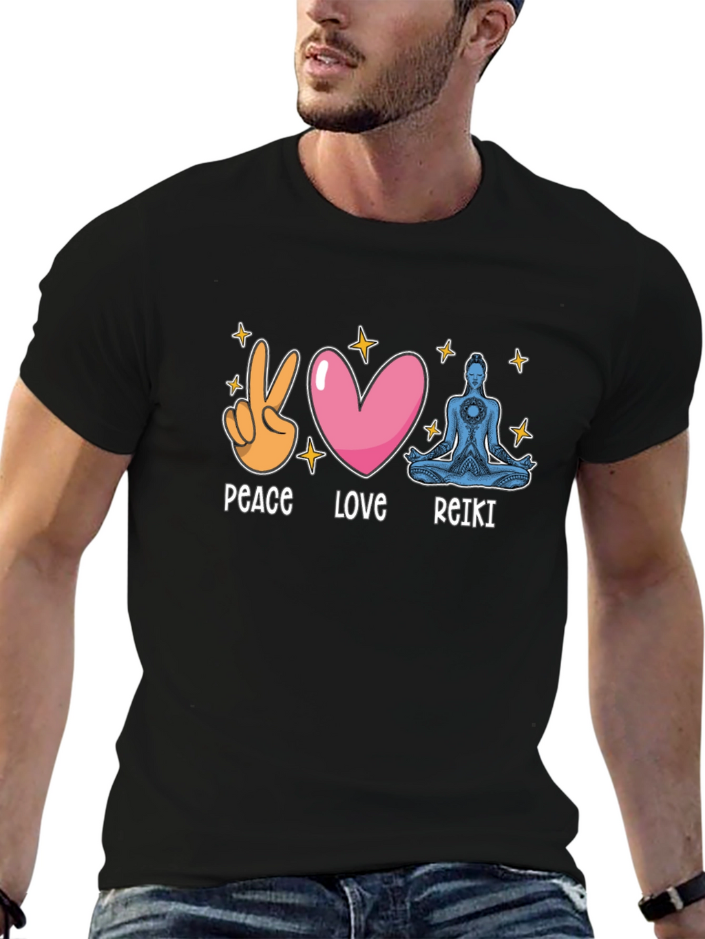Peace Love Reiki T-Shirt - Black