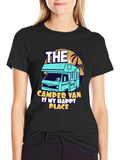 Camper Van Happy Place Black Graphic Tee