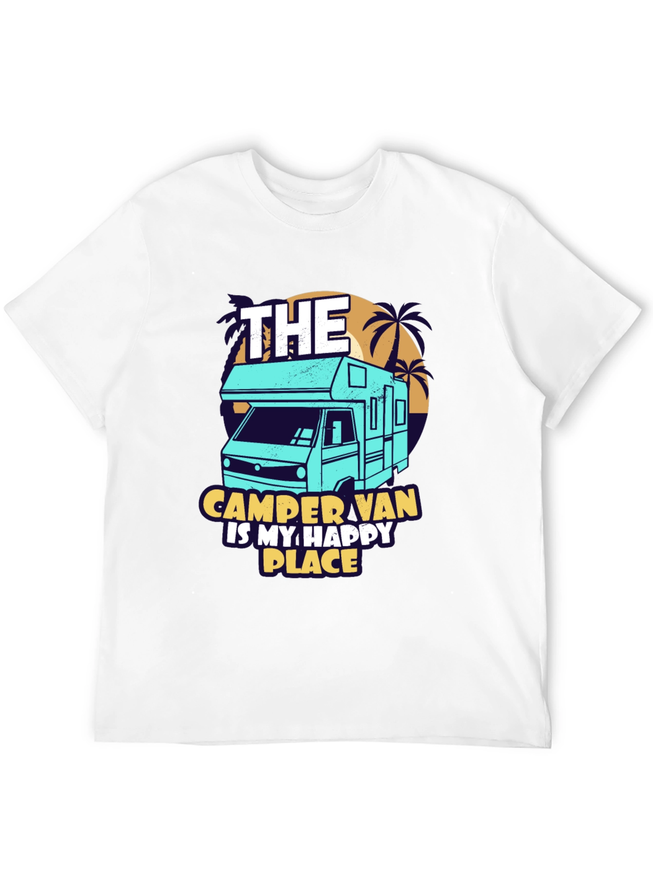 Camper Van Happy Place Black Graphic Tee