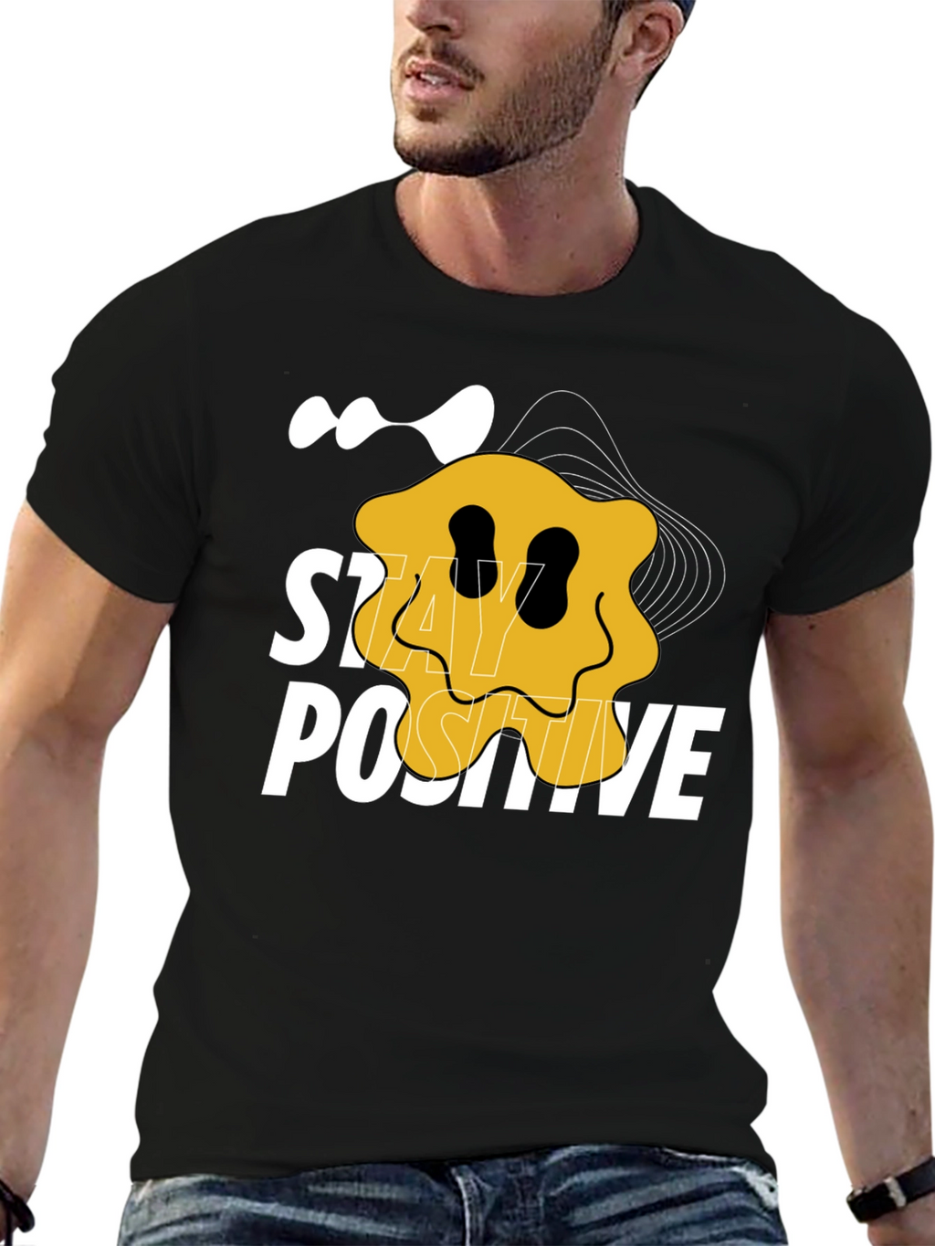 Stay Positive Graphic Tee - Black