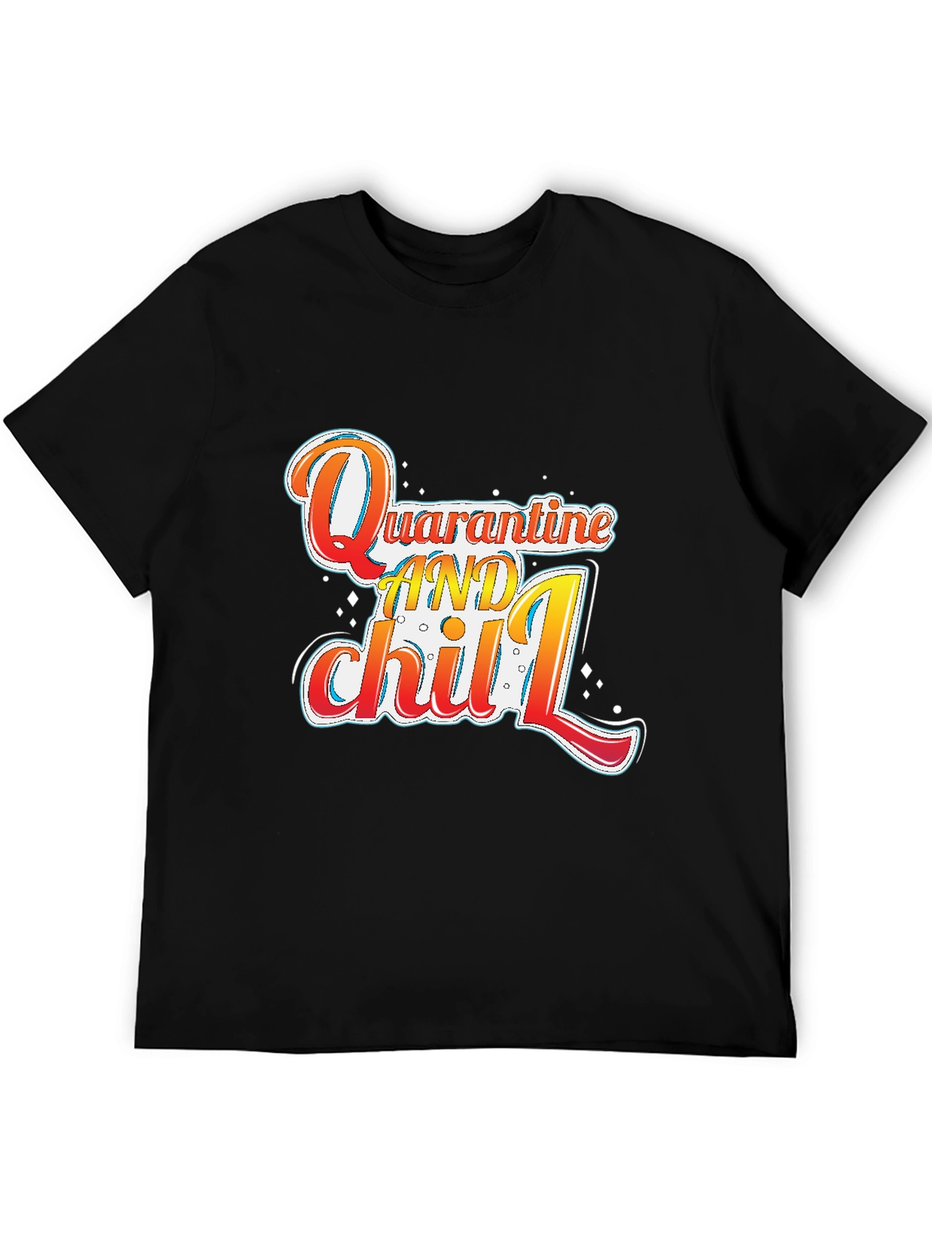 Quarantine and Chill Graphic Tee - Black Cotton Blend