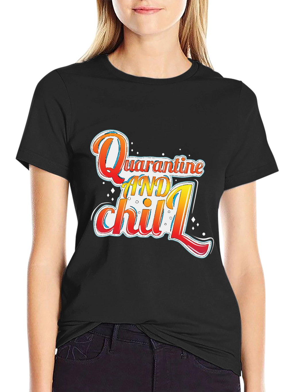 Quarantine and Chill Graphic Tee - Black Cotton Blend