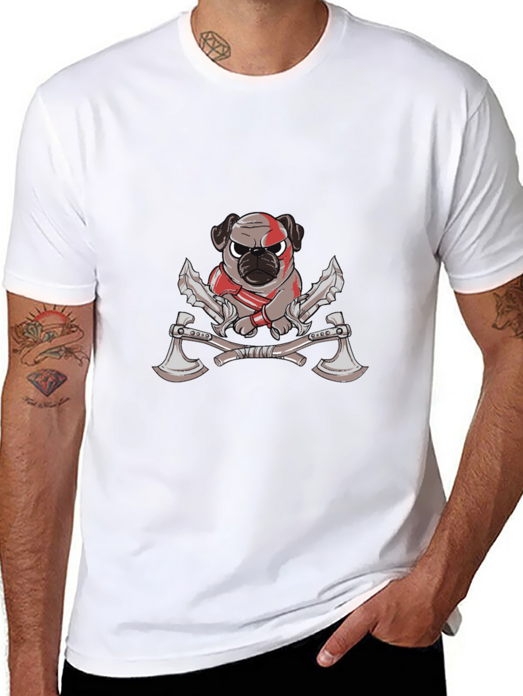Warrior Pug Black Graphic Tee
