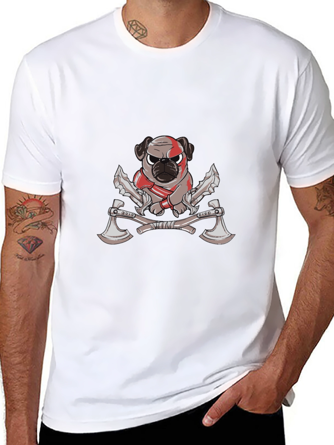 Warrior Pug Black Graphic Tee