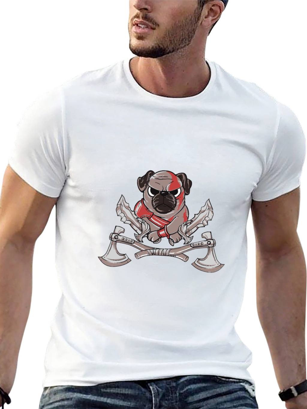 Warrior Pug Black Graphic Tee