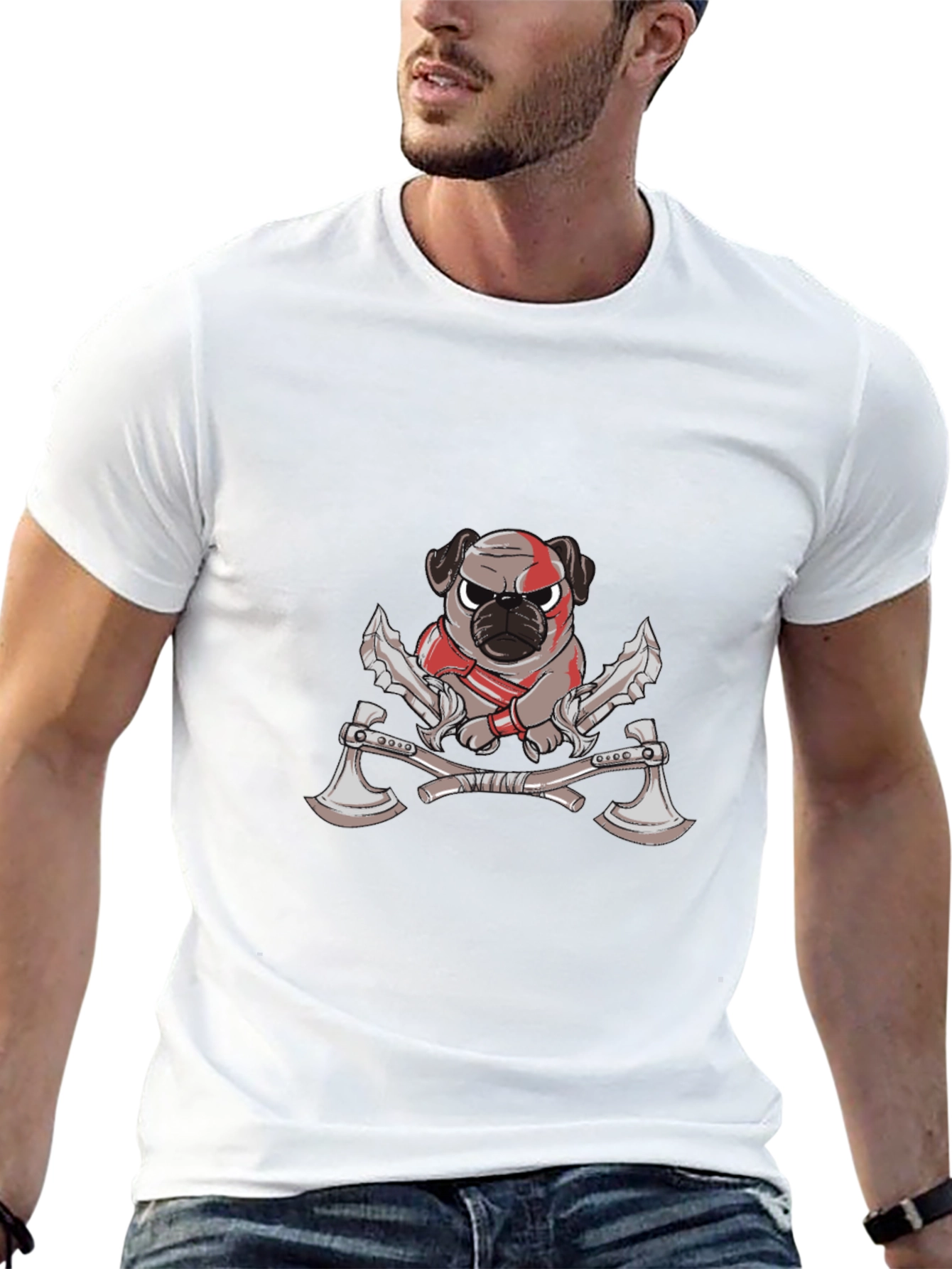 Warrior Pug Black Graphic Tee