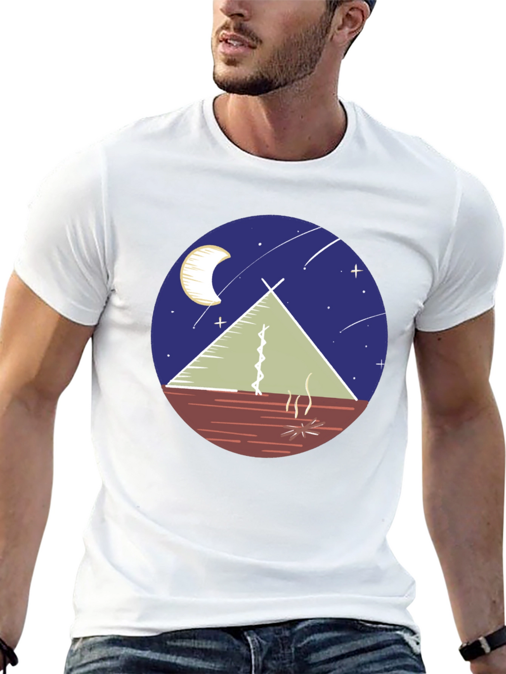 Camping Tee: Moonlit Tent Scene