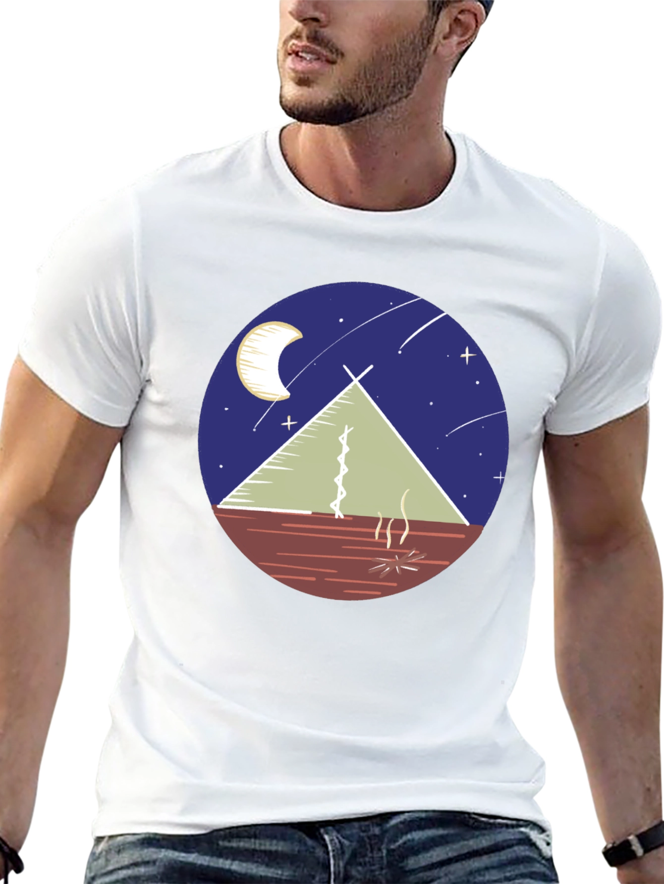 Camping Tee: Moonlit Tent Scene