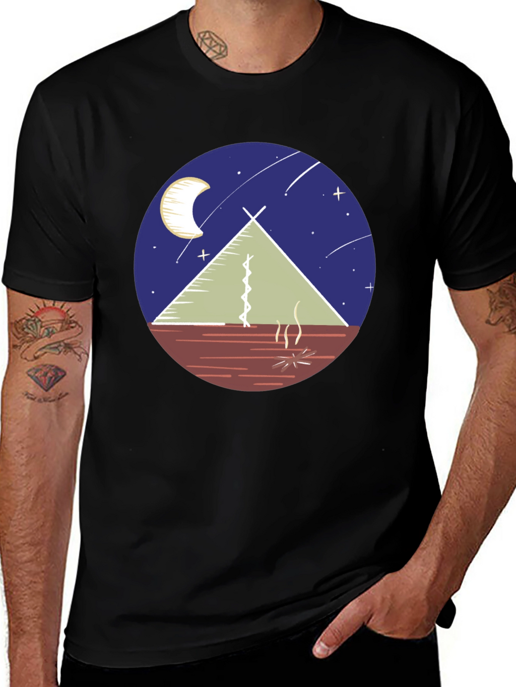 Camping Tee: Moonlit Tent Scene