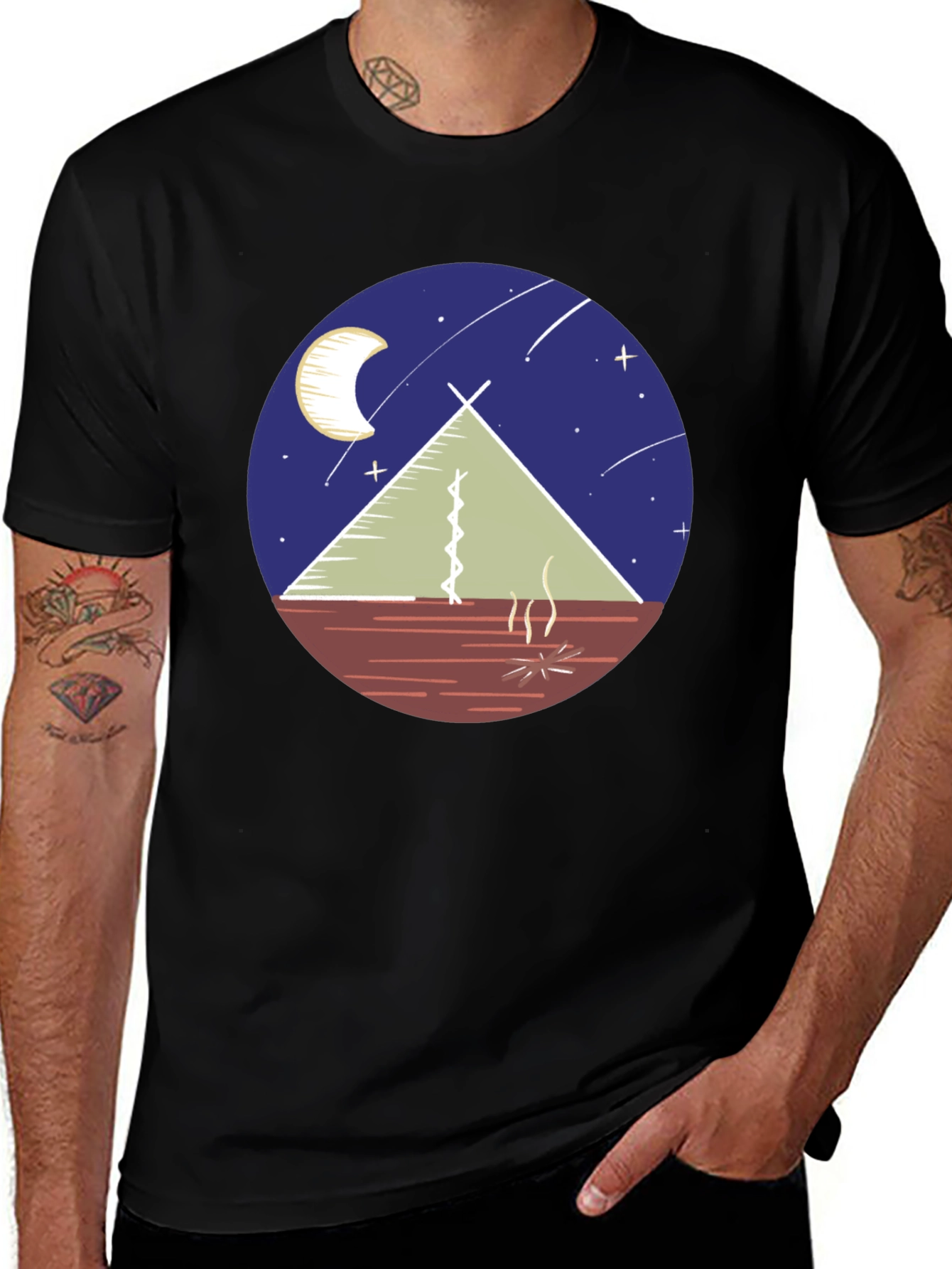 Camping Tee: Moonlit Tent Scene