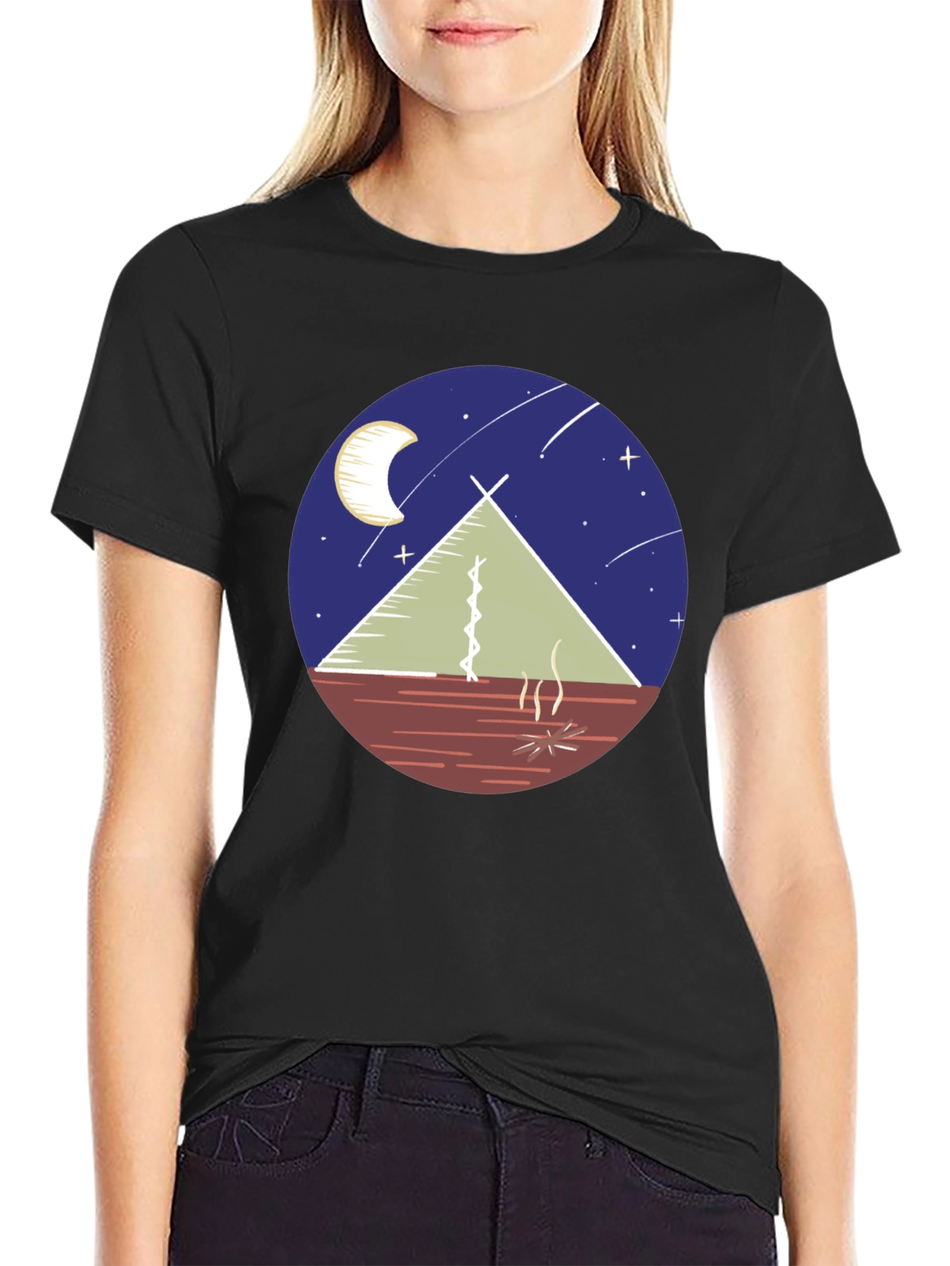 Camping Tee: Moonlit Tent Scene