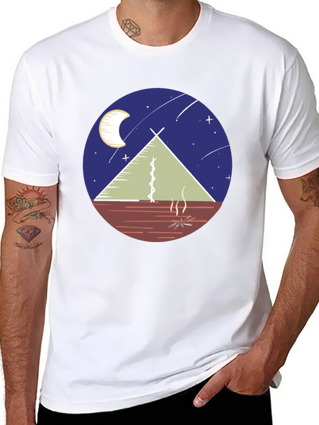Camping Tee: Moonlit Tent Scene