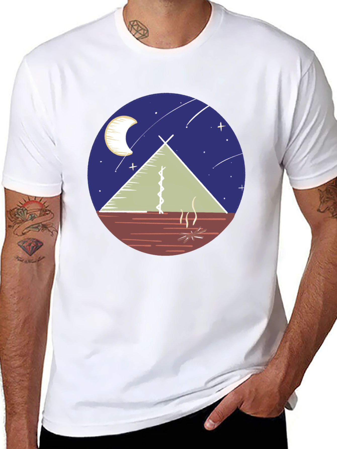 Camping Tee: Moonlit Tent Scene