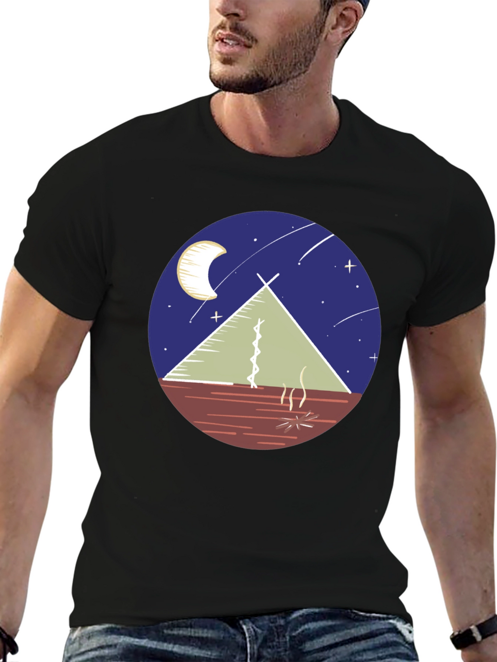 Camping Tee: Moonlit Tent Scene