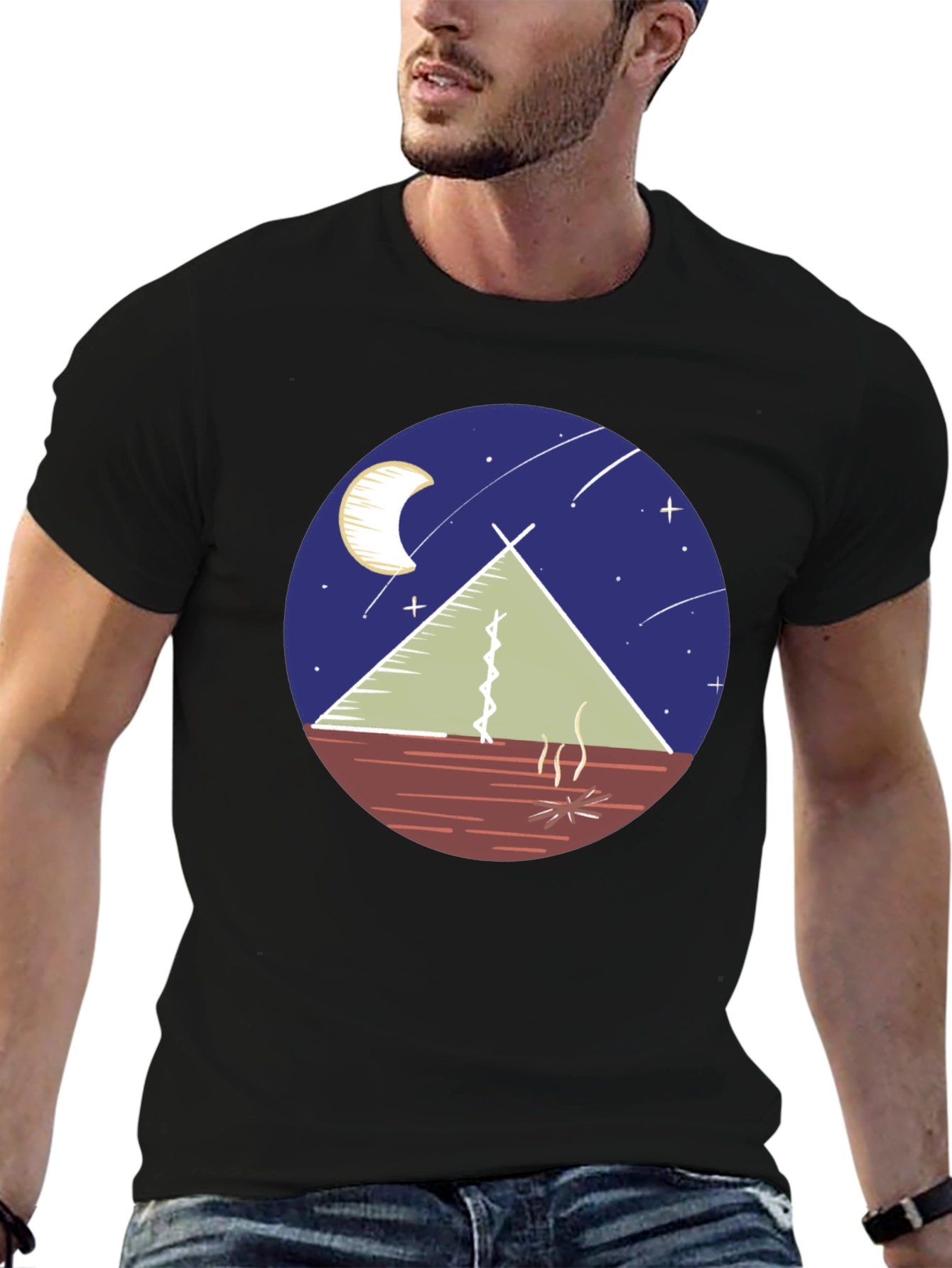 Camping Tee: Moonlit Tent Scene