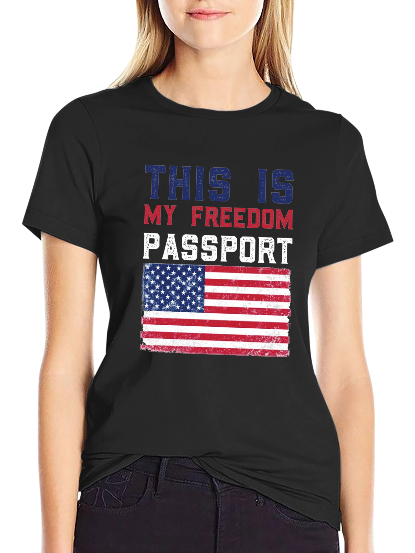 Freedom Passport USA Flag Graphic T-Shirt