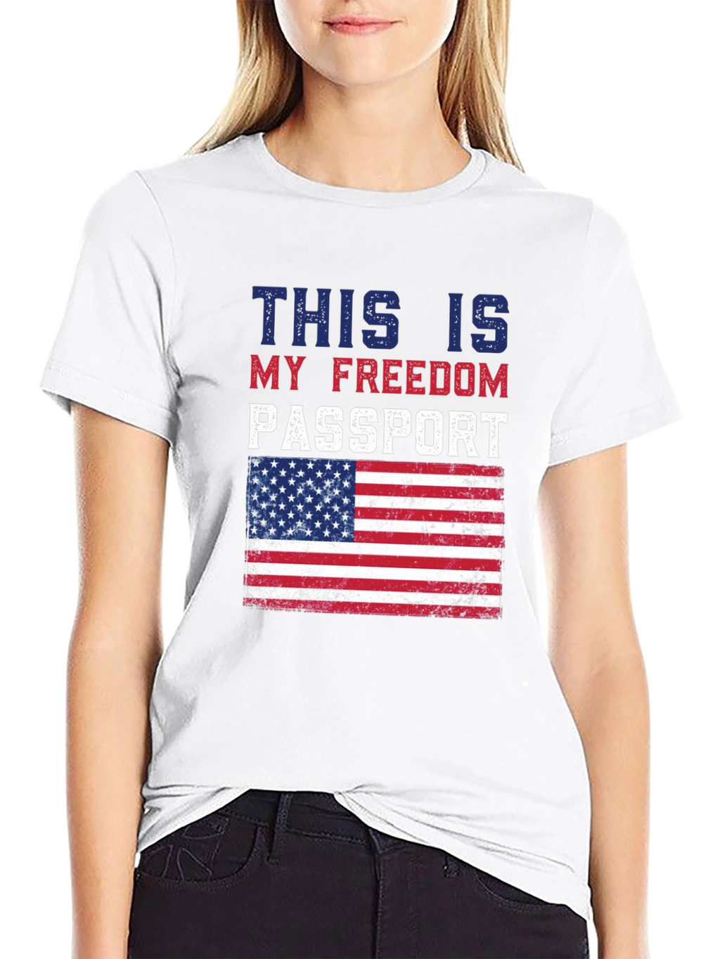 Freedom Passport USA Flag Graphic T-Shirt