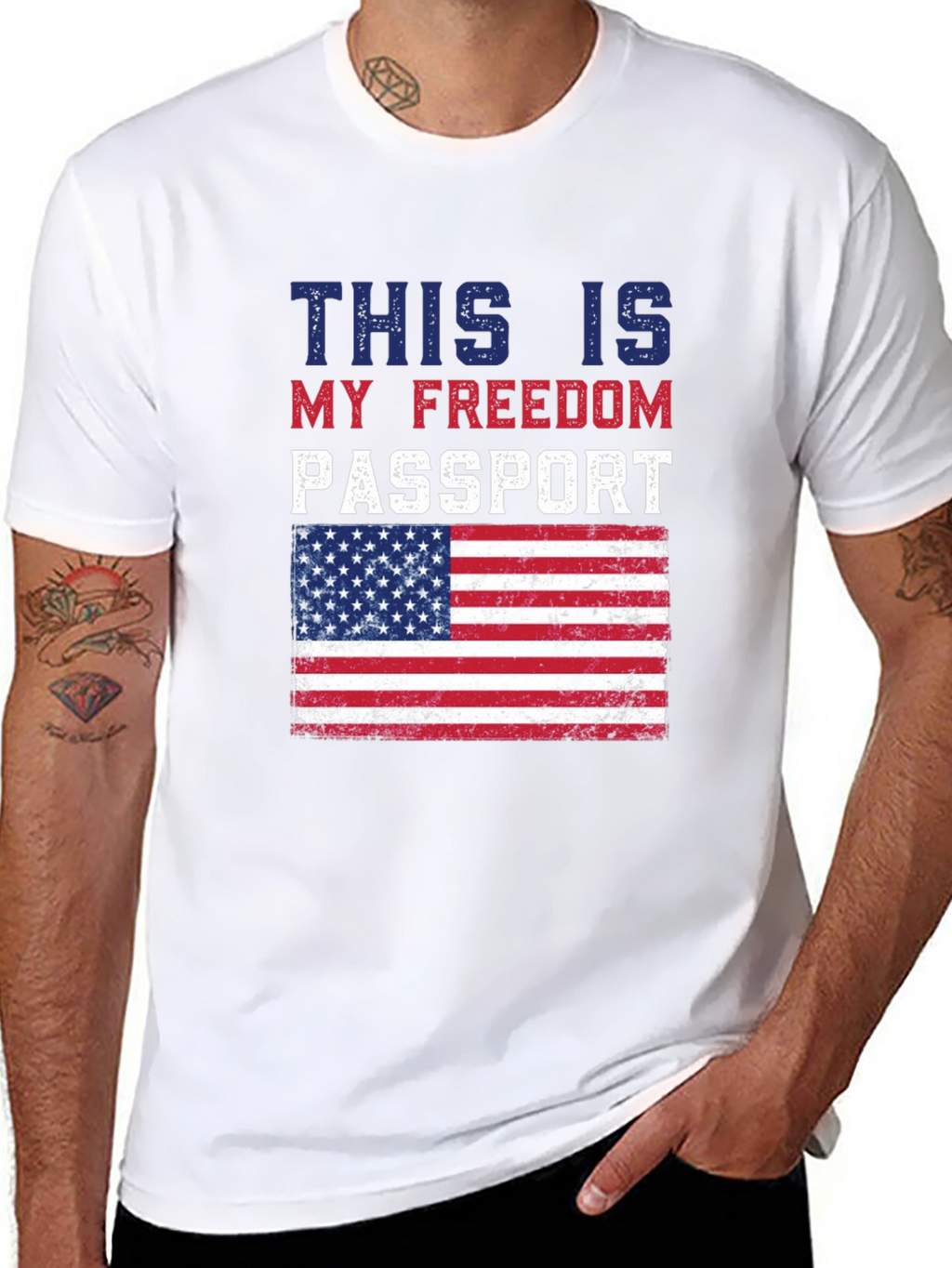 Freedom Passport USA Flag Graphic T-Shirt