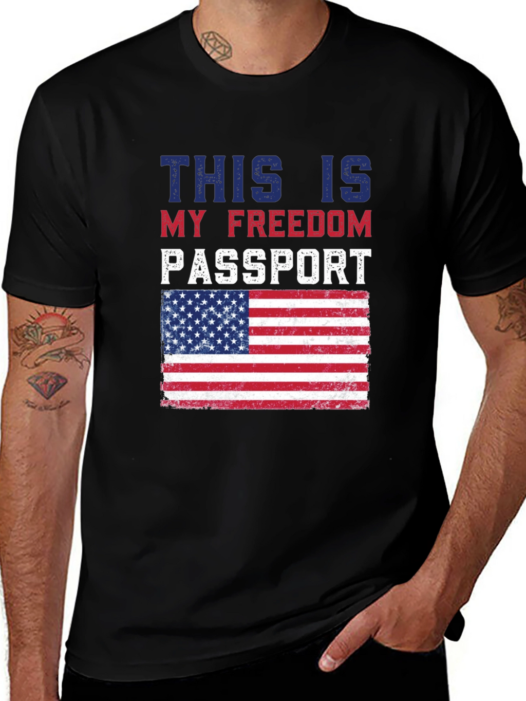 Freedom Passport USA Flag Graphic T-Shirt