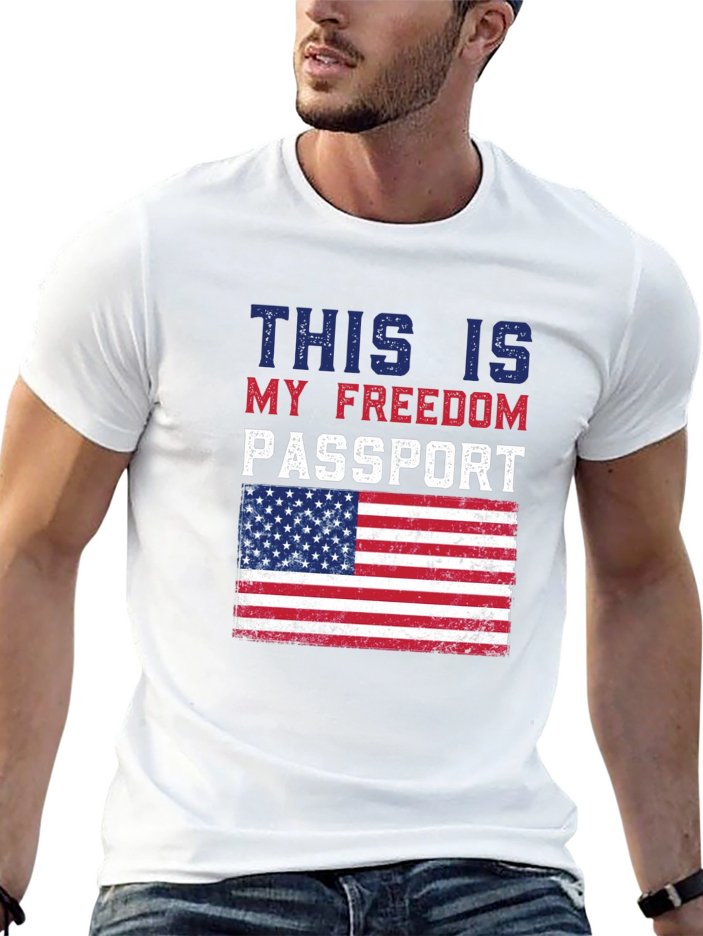 Freedom Passport USA Flag Graphic T-Shirt