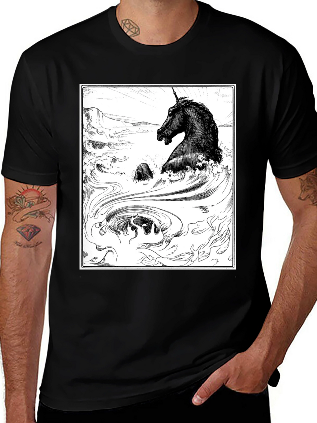 Unicorn Graphic T-Shirt - Black