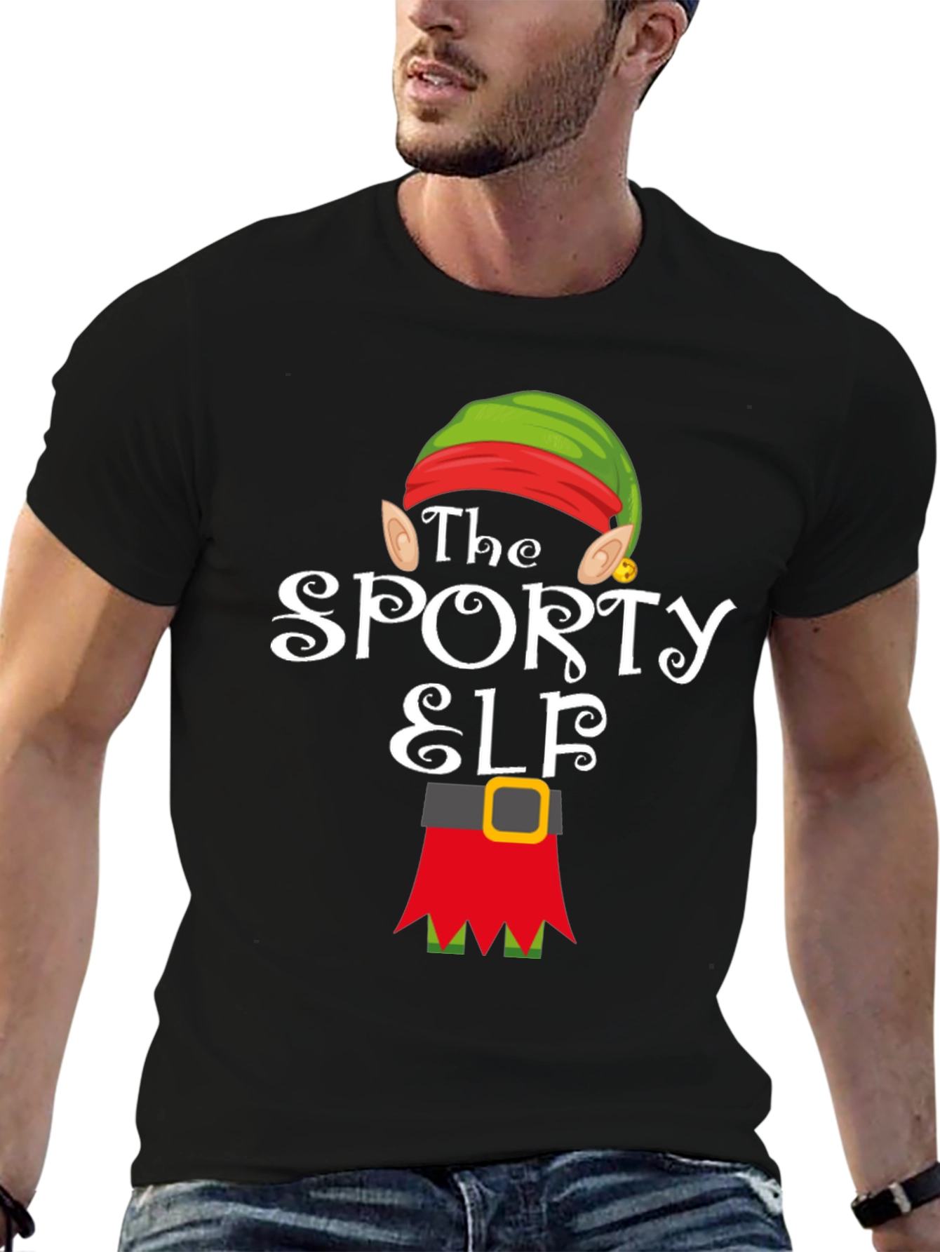 Sporty Elf Graphic T-Shirt - Christmas Holiday Tee