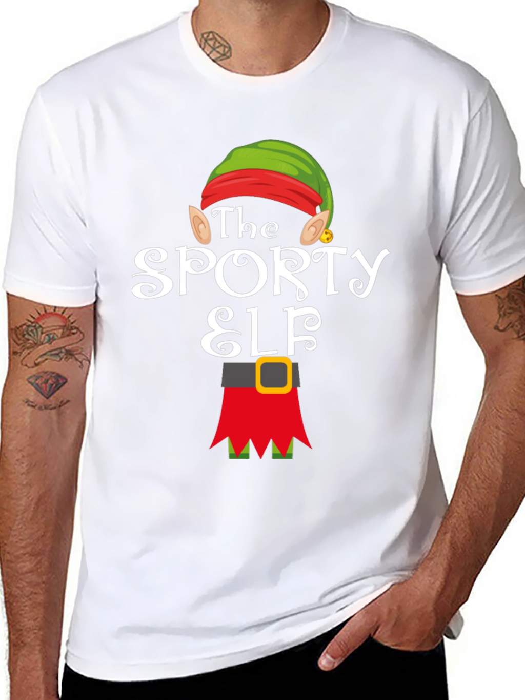 Sporty Elf Graphic T-Shirt - Christmas Holiday Tee