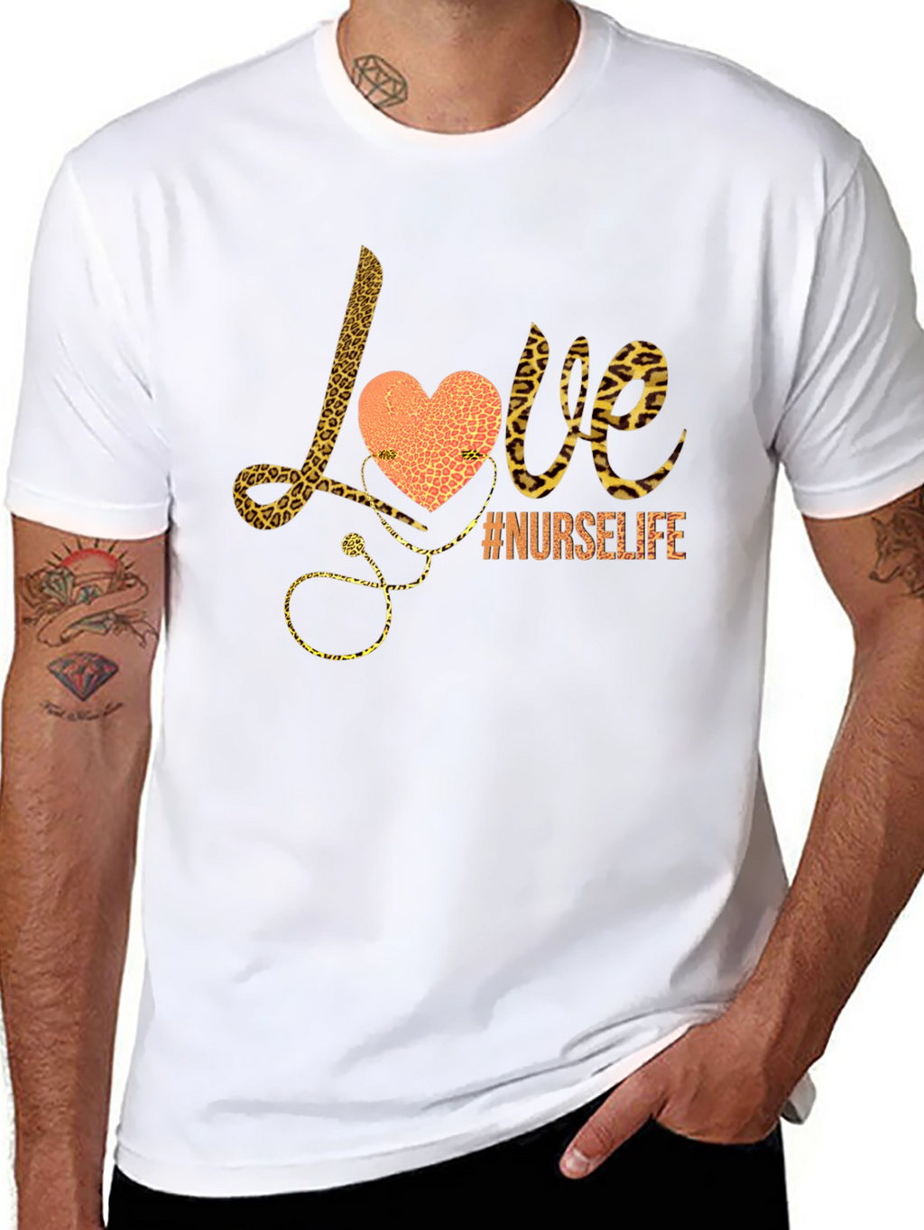 Nurse Life Love Leopard Print Graphic Tee