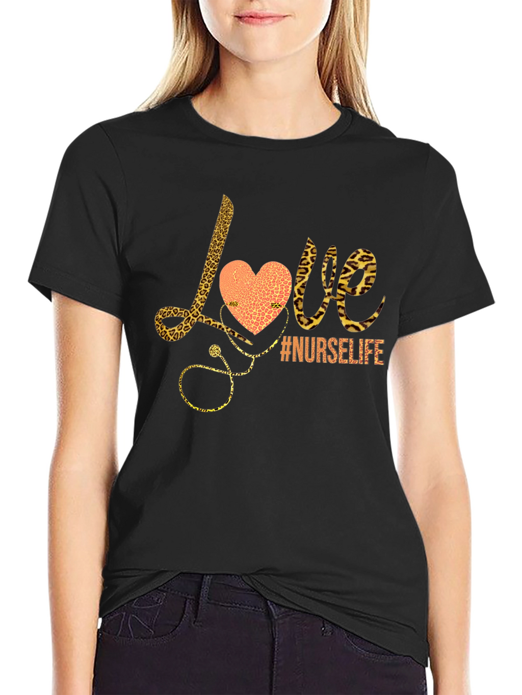 Nurse Life Love Leopard Print Graphic Tee