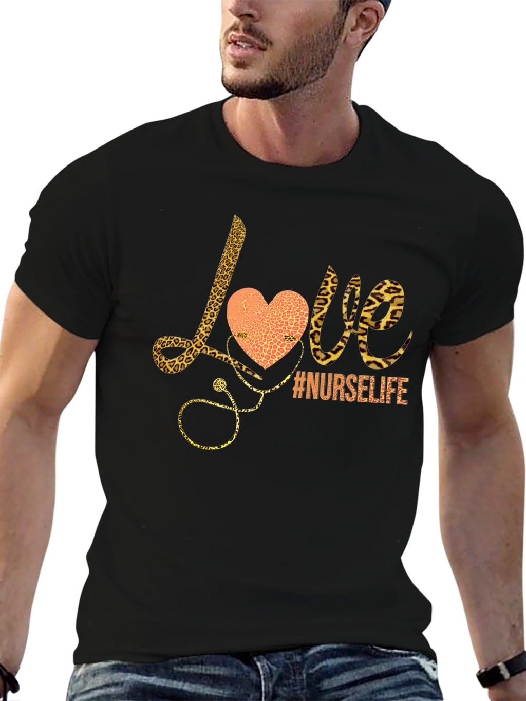 Nurse Life Love Leopard Print Graphic Tee