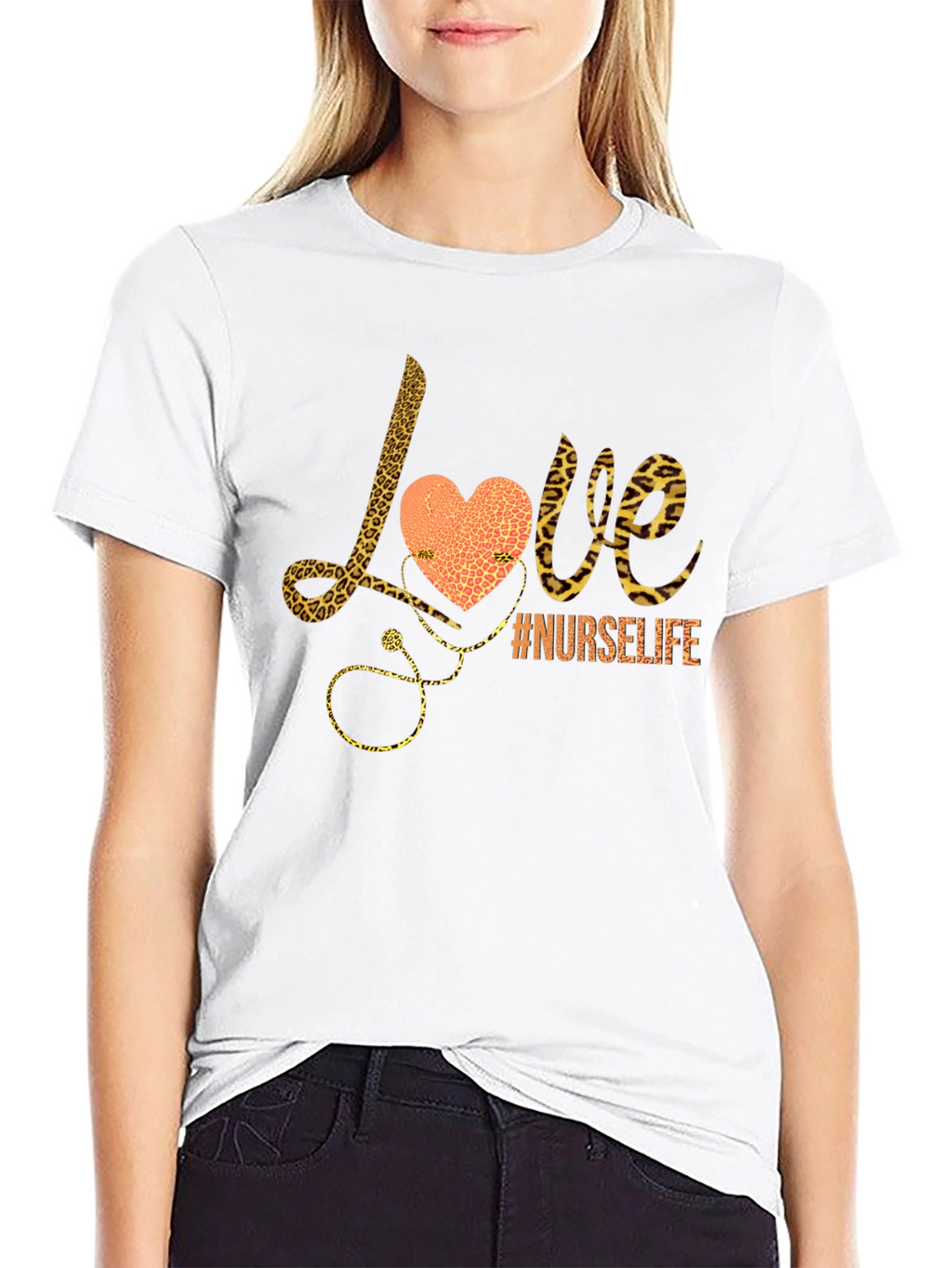 Nurse Life Love Leopard Print Graphic Tee