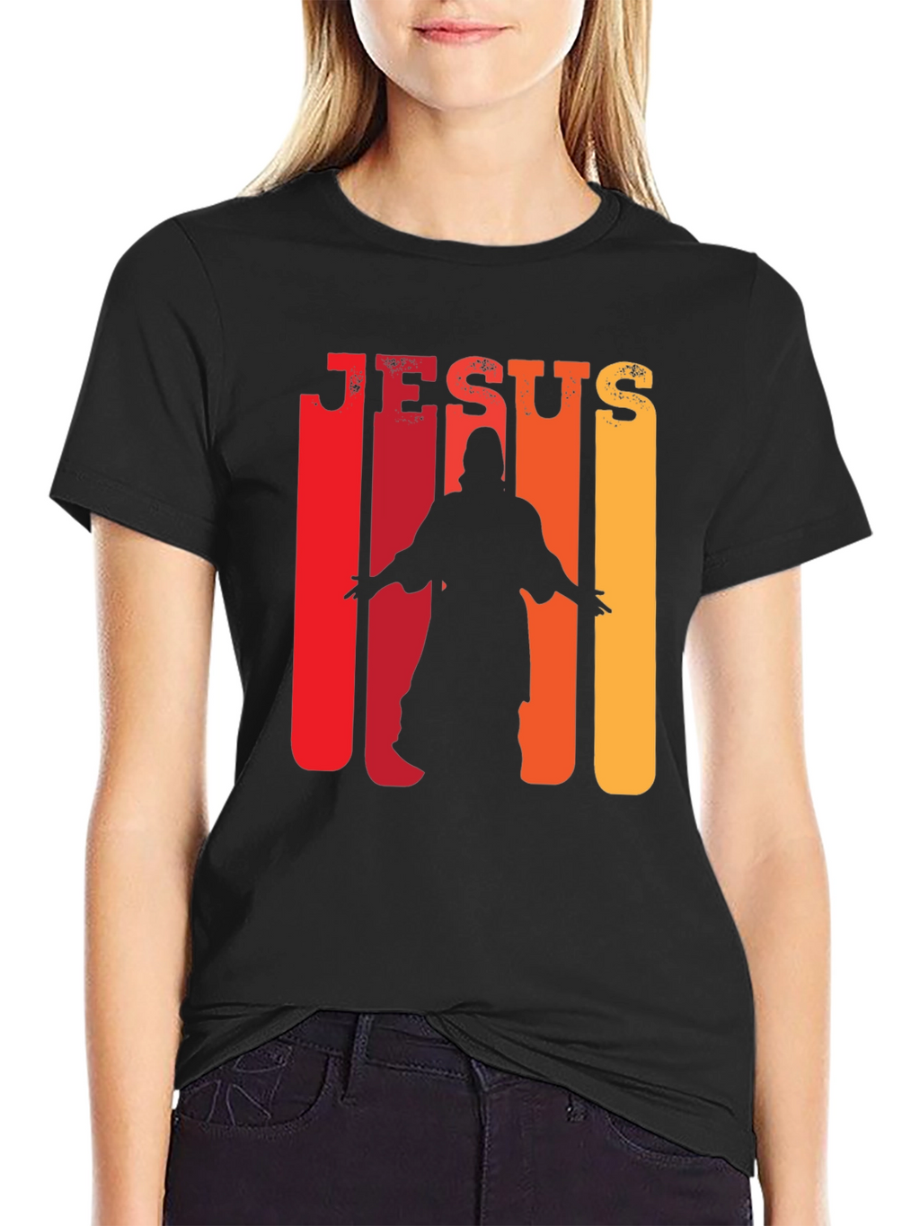 Jesus Silhouette Retro T-Shirt - Christian Faith Tee